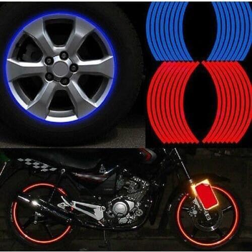 New 16 Strips Wheel Sticker Reflective Rim Stripe Tape Bike Motorcycle Car Tape