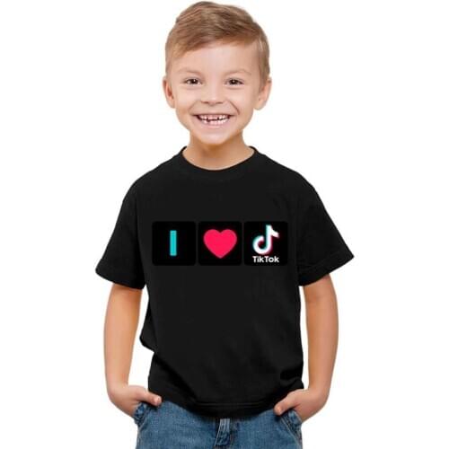 2021 New Tik Tok Children Cotton T Shirt Print Fashion Casual Summer Boys Short Sleeve Kids Cool Tee Girls Tops Harajuku