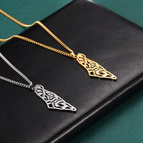 New Middle East Country Map Pendant Necklace Palestine Israel Map Stainless Steel Titanium Steel Necklace for Men and Women