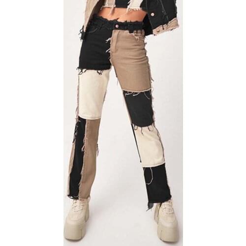 New Style Stitching High Waist Tight Hip WomenS Fashion Jeans Straight Denim Trousers For Female Women Clothing Soft Pants