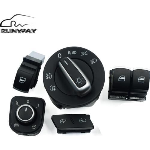 Window Mirror Headlight Door Control Switch For VW Passat B6 Golf MK5 6 R32 GTI MK5 Rabbit Tiguan 5K3959857 1KD959833 5ND941431A