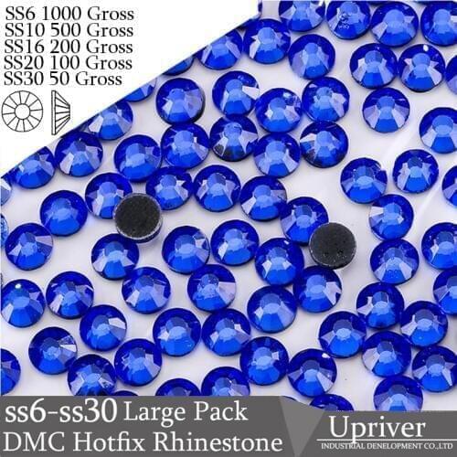 Upriver Wholesale Large Pack Bulk Packing Machine Cut Shiny SS6 SS10 SS16 SS20 SS30 Sapphire Hotfix Rhinestones