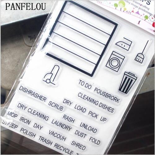 PANFELOU 11.3*15.56cm Housework text series Transparent Silicone Rubber Clear Stamps cartoon for Scrapbooking/DIY wedding album