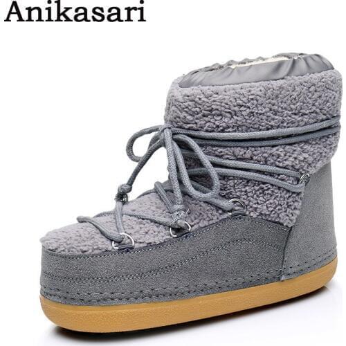 Womens Space Boots Winter Russia Plush Inside Keep Warm Snow Boots Women Work Safety Shoes Woman Natural Fur Wool Ankle Boots