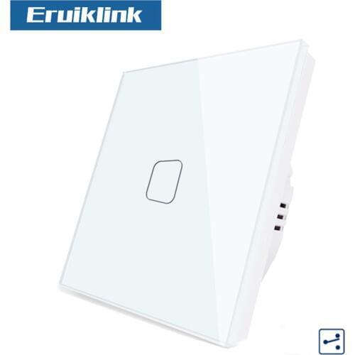 EU standard Touch Switch , Crystal Glass Panel 1/2/3 Gang 2 Way Touch Switch , AC110V~250V EU Light Wall Touch Screen Switch
