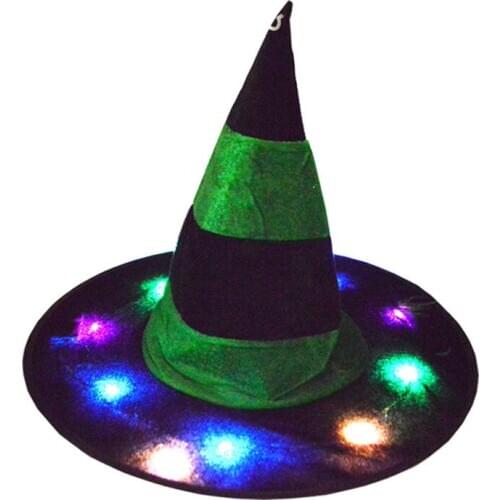 Adult Kids Witch Hats LED Masquerade Glowing Wizard Hat Halloween Cosplay Costume Home Party Decor Hats LED
