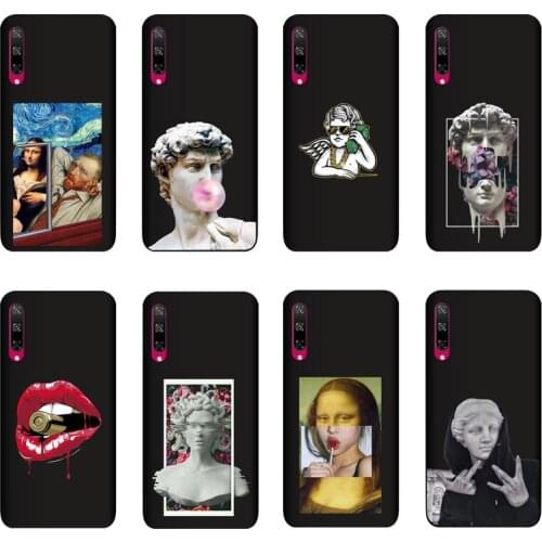 QAQsam Silicone For Huawei Honor Play 3 Case Cartoon Statue Abstract Art Painted Soft TPU Back Cover Capa Fundas