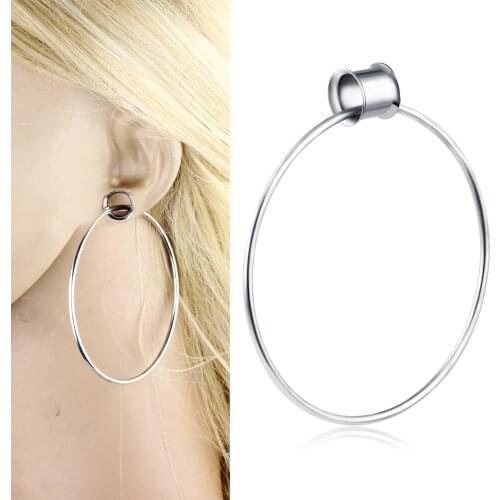 JUNLOWPY Surgical Steel Ear Tunnels Gauges Stretcher Earring Plugs Expander Saddle Dangle Hoop Ear Lobe Piercing Jewelry 6-16mm
