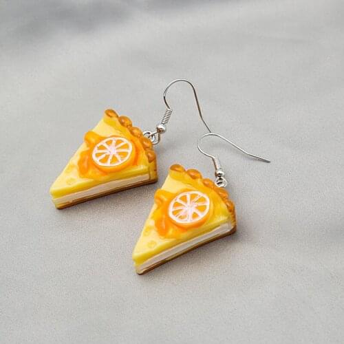U-Magical Unique Design Cute Cartoon Orange Color Pizza Dangle Earrings for Women Lemon Triangle Food Bread Earrings Jewelry