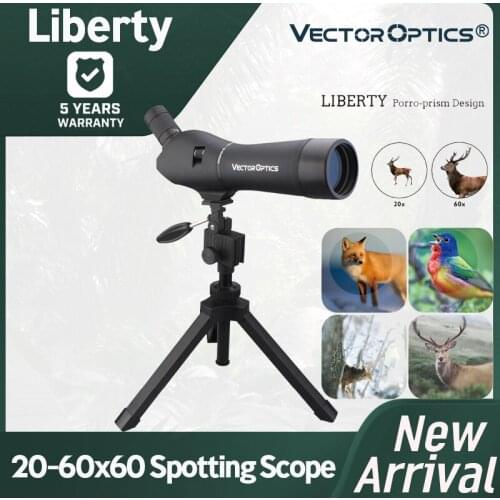 Vector Optics 20-60x60 Spotting Scope Bird Watching With Porro/BAK-4 Prism w/ Tripod For Hunting Outdoor Sporting