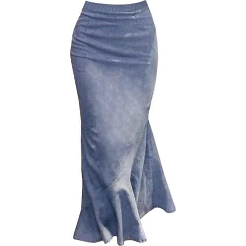 Tassel Denim Mermaid Women Skirts Summer New Design Sexy Solid Slim Ankle Length Female Clothing Top Quality