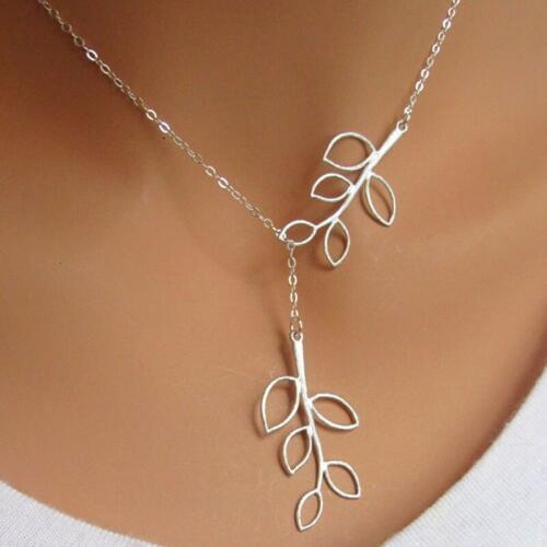 Boho Women Two leaves leaf Chain bijoux femme Simple pendant choker Necklace collier femme decorations