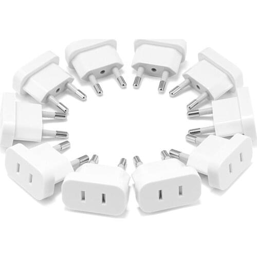 10pcs US To EU Euro Europe Plug Power Socket Outlet 4.0/4.8mm EU Plug Adapter Travel Adapter US to EU Adapter Electrical Socket