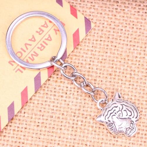 20pcs New Fashion Keychain 23x17mm angrily tiger head Pendants DIY Men Jewelry Car Key Chain Ring Holder Souvenir For Gift