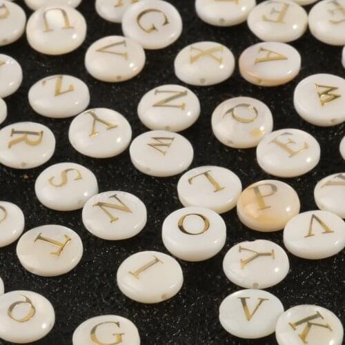 3pc/lot Shell Beads Alphabet Beads A-Z Letter Oblate Shape Loose Spacer For Jewelry Making Handmade Diy Bracelet Accessories