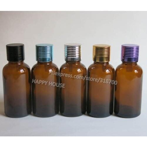 360pcs/lot Amber 30ml Boston Round Glass Bottles with Aluminum Lids,1oz Brown Glass Essential Oil Container