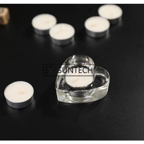 50pcs Romantic Portable Heart Flower Star Classic Glass Candle Holder Wedding Transparent Tealight Candle Holder Party Decor