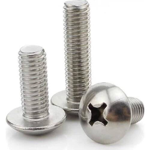 500PCS M2 M2.5 M3 M4 Crosss recessed mushroom screws TM 304 stainless steel Truss screw phillips screws