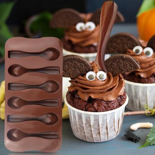 6 Grid Silicone Creative Spoon Baking Mold Chocolate Biscuit Candy Jelly Cake Decoration Mold DIY Kitchen Baking Tools Hot Sale