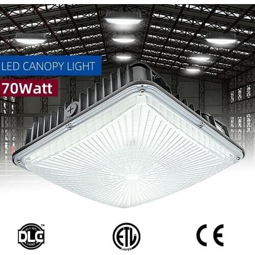 70W LED Canopy Lights,4 Pack,8400 Lumens 5500K White,9.5" x 9.5",100-277V for Gas Station, Gym, Warehouse, Garage ( 4 Pack )