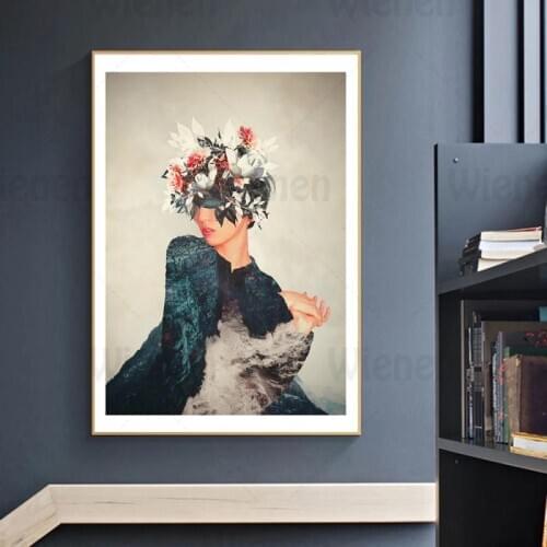 Retro Abstract Canvas Painting Flower Girl Poster Wall Art Nordic Modern Home Decor HD Print Porch Aisle Interior Decoration