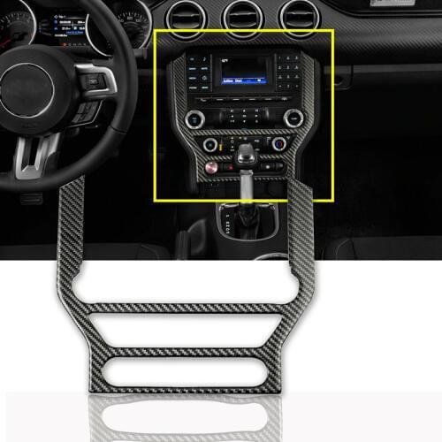 Car styling Carbon Fiber Multi-media Console Decor Interior Trim For Ford Mustang 2015- 2018