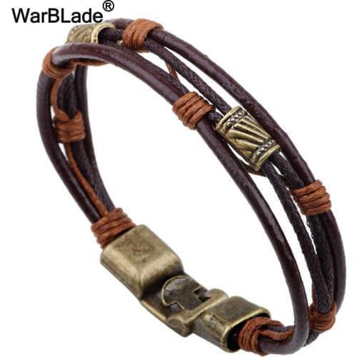 WarBLade New Trendy Charm Bracelets Braided Leather Bracelets Bangles Rope Chain Wristband For Men Women Friendship pulseras