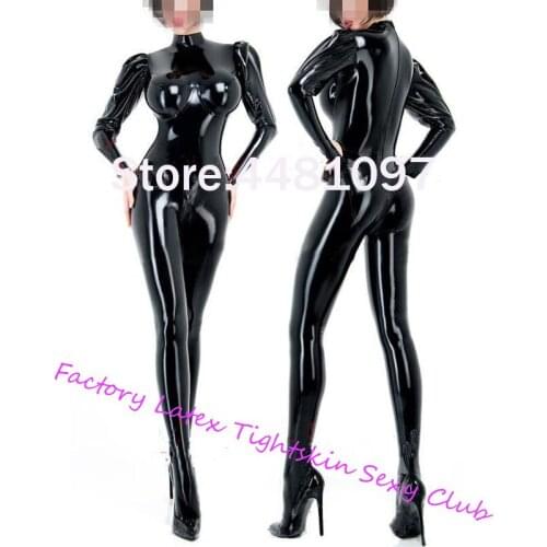 Black Latex Sexy Women Catsuit Tight Latex Rubber Zentai With Socks Sheath Bodysuit 3D Bra for Females Custom Made