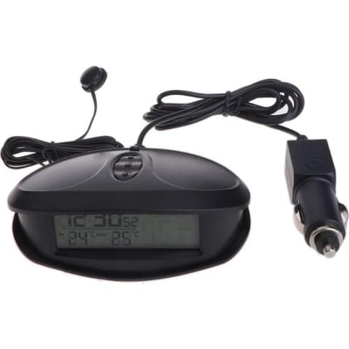 Digital Car In & Outdoor Thermometer Voltmeter Time Clock Alarm Backlight EC98
