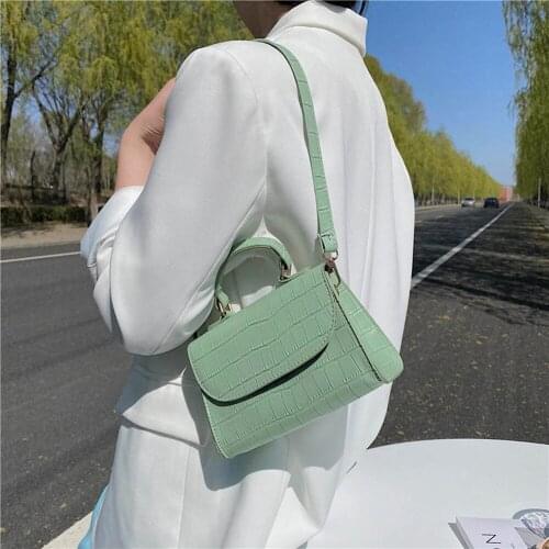 Ladies Baguette Bags Small PU Leather Shoulder Bags for Women Cover Handbag Female Travel Top-Handle Handbags