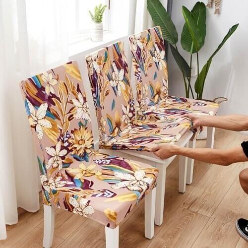 Papa&Mima Stretch Dinner Chair Cover Printed Spandex Restaurant Seat Case