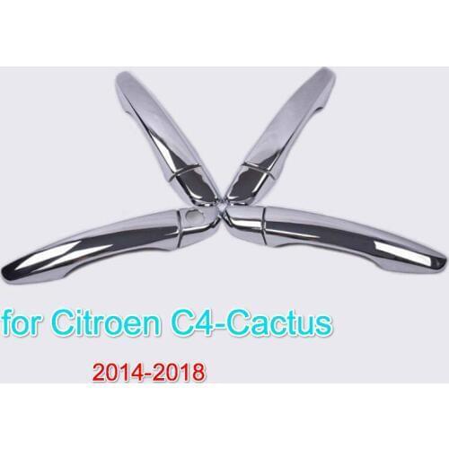 FUNDUOO For Citroen C4 Cactus 2014 2015 2016 2017 2018 C-Cactus New Chrome Car Door Handle Cover Trim Sticker Free Shipping