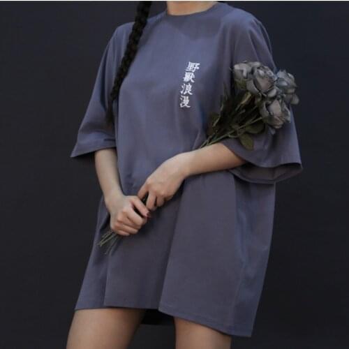 O Neck Loose Fashion Casual Cotton T-shirt Letter Embroidery Harajuku Short Sleeve Summer Women Pullovers