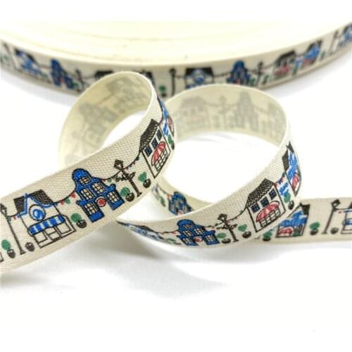 5Yards 15mm Cotton Ribbon Printed Cotton Ribbons For Wedding Christmas Decoration DIY Sewing Fabric #21