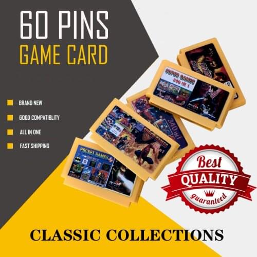 Hot Promotion Top Quality 150 In 1 Game Cartridge 60 Pins 8 Bit Game Card 143 In 1 Pocket Games Collection 500 In 1