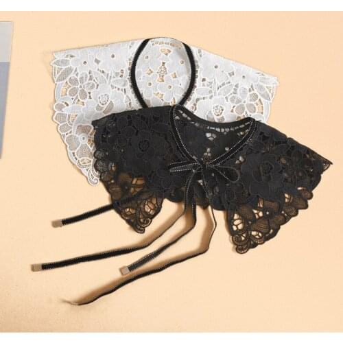 Korean Style Lace Fake Collar for Women Shirt False Collars Neckwear Bow Tie Shawl Wrap Dress Detachable Collars Accessories