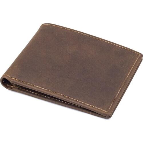 Short Wallet Retro Wallet RFID Shielding Wallet Anti-scanning Leather Wallet Crazy Horse Leather Wallet Multi-card Wallet