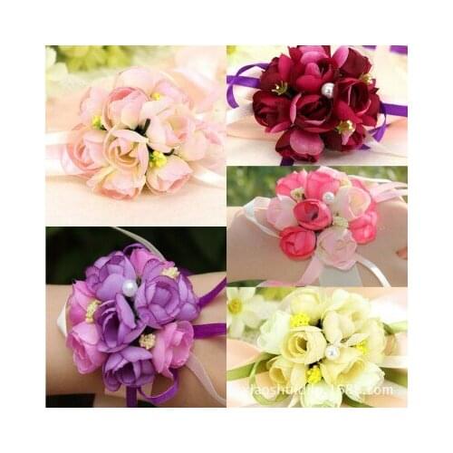 Wrist Corsage Bridesmaid Sisters Hand Flore Artificial Silk Lace Bride Flower For Wedding Decoration Bridal Prom lin4380