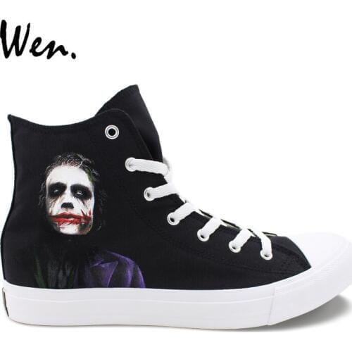 Wen Custom Hand Painted Design Shoes Joker High Top Men Womens Canvas Sneakers Boy Girl Black Skateboarding Shoes
