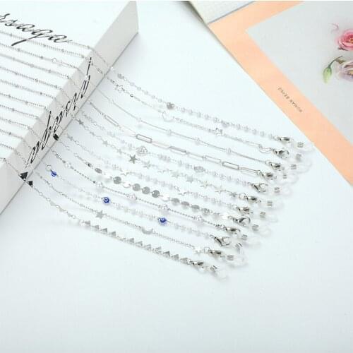 Fashion Glasses Chain Lanyard Silver Color Cord Mask Hang Pearl Sunglasses Chain Necklace Demon Eye Mask Strap Glasses Holder