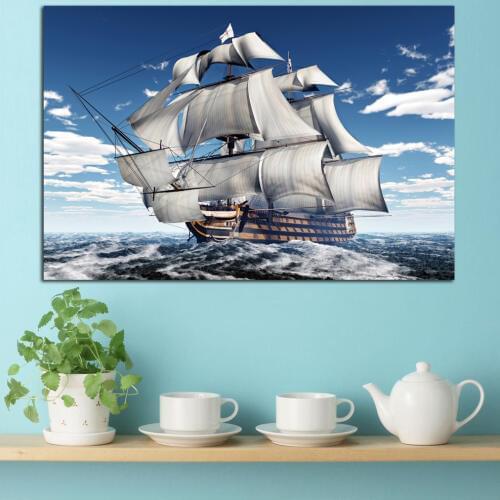 Large size Printing Ships Sailing Sea beauty Wall Art Picture Home Decor Living Room Modern Canvas Print No Frame Paintings