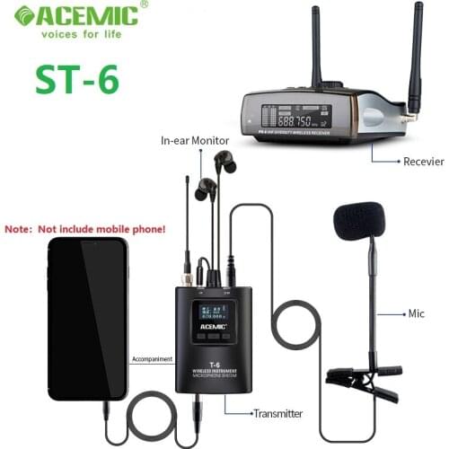 Newest ACEMIC ST-6 Portable Outdoor Use Wireless Microphone System For musical Instrument Saxophone
