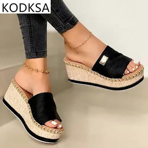 Latform Wedges Slippers Women Sandals 2021 New Female Shoes Fashion Heeled Shoes Casual Summer Slides Slippers Women