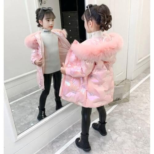 2021 New Girl Winter Clothes Anti-Pinch Fabric With Fur Collar Comfortable Breathable Cotton Coat