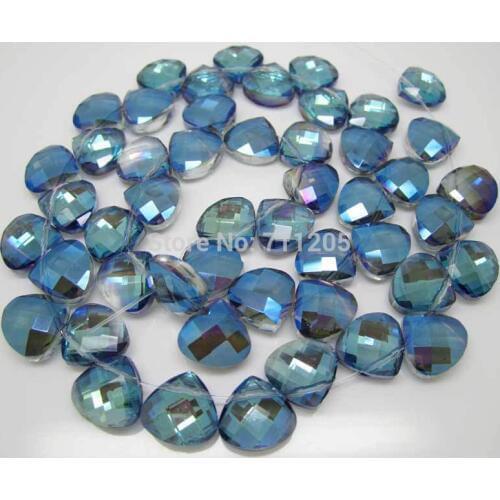 Wholesale 100pcs, 13mm Beautiful Blue Glass Fan-Shaped Loose Beads,Min.Order $10,provide mixed wholesale for all items