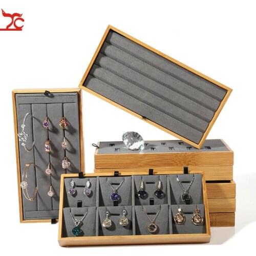 Microfiber Bamboo Wood Pendant Jewelry Tray Creative Jewelry Display Shelf Earrings Bracelet Bracelet Ring Display Necklace Tray
