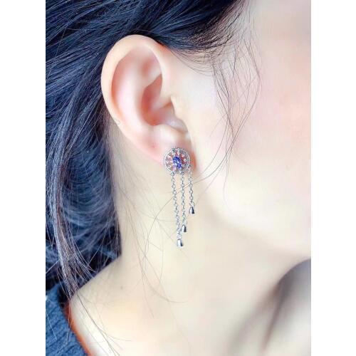 New Arrival Real and Natural Natural Tanzanite Earrings 925 Sterling Silver Premium Charm Jewelry Beauty Wedding Party Earrings