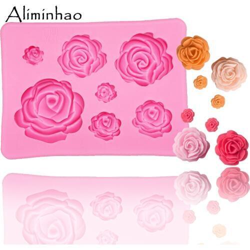 B1023 7 hole rose flower DIY Sugarcraft Silicone mold chocolate fondant cake decorating dessert tools suitable for polymer clay