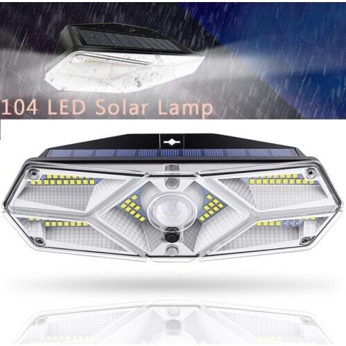 104 LED Solar Light Outdoor 100 LED Solar Lamp Powered Sunlight Waterproof PIR Motion Sensor Street Light for Garden Decoration