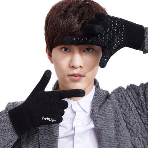 Knitted Gloves Touch Screen Women/Men Thicken Warm Plus Velvet Gloves Winter Autumn Unisex Mittens Quality Anti-skid Gloves